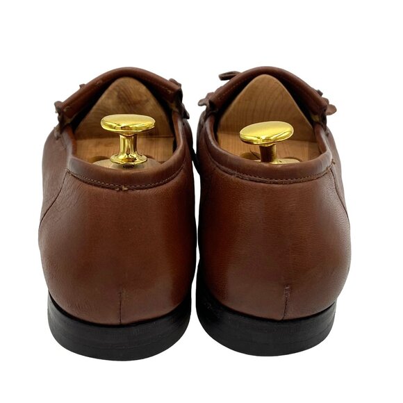Vintage Italy Santoni men\'s 10.5 soft brown calfskin leather loafers dress shoes main image 9